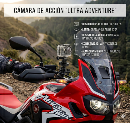 Cámara Acción 4K Ultra HD con control remoto