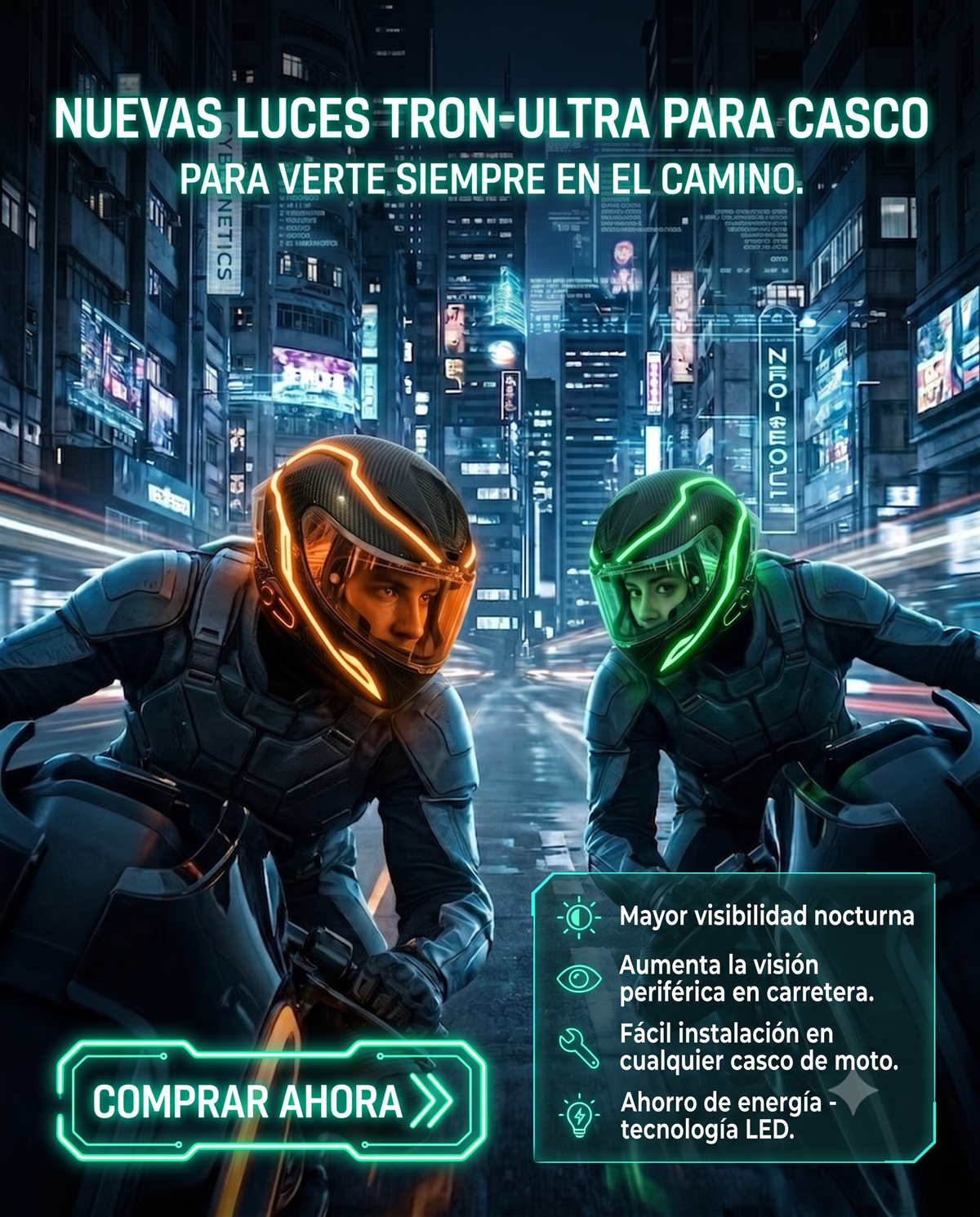 NUEVAS LUCES TRON-ULTRA PARA CASCO DE MOTO